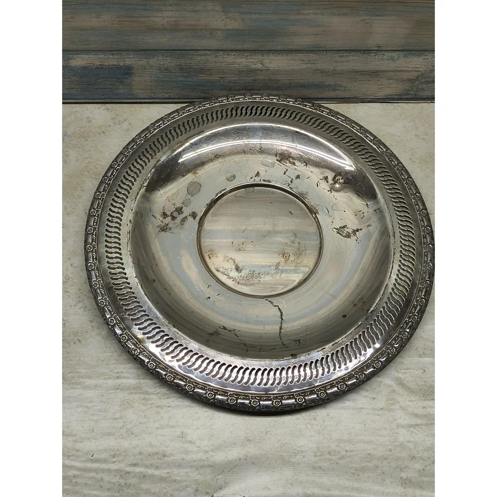 WM‎ ROGERS Silverplate Serving Tray #721 Pierced Lattice Vintage